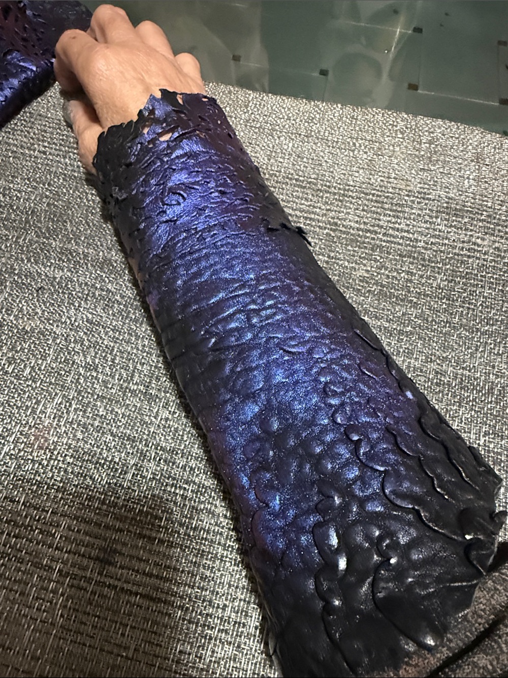 Iridescent Purple,Blue Leather Arm Cuff
